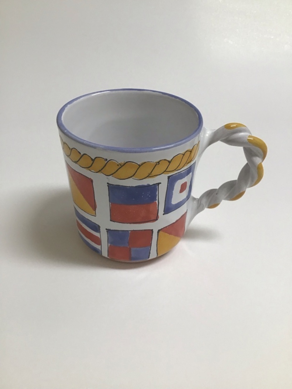 Pottery Mug Maritime Signal Flags Studio Handcrafted Hungary Mesa Intl Vintage